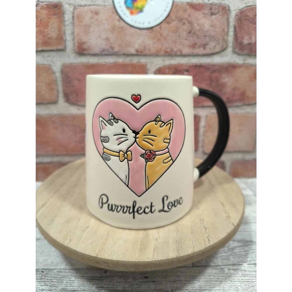 2025 Spectrum Pawsome Love Hand Painted 17oz Ceramic Mug Purrrfect Love NWT